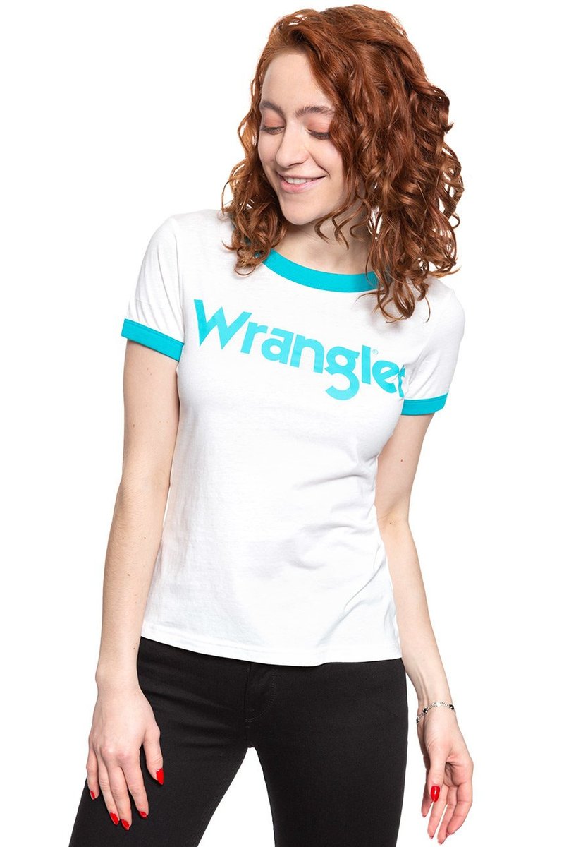 Wrangler T Shirt Damski Ss Ringer Tee Off White W7Z3Ev737-Xs