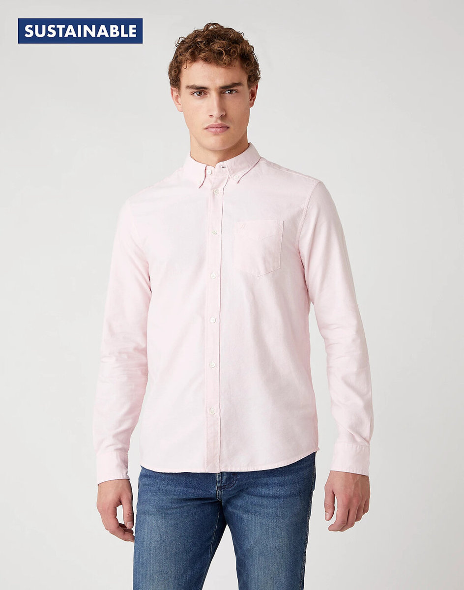 Męska Koszula Wrangler Ls 1 Pkt Button Down Silver Pink W5A3Bmxtu-Xl