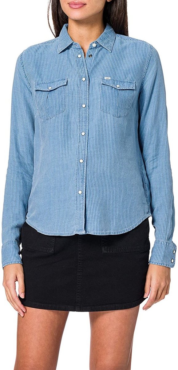 Lee Regular Western Shirt Damska Koszula Surf Blue L45Sgiqf-S