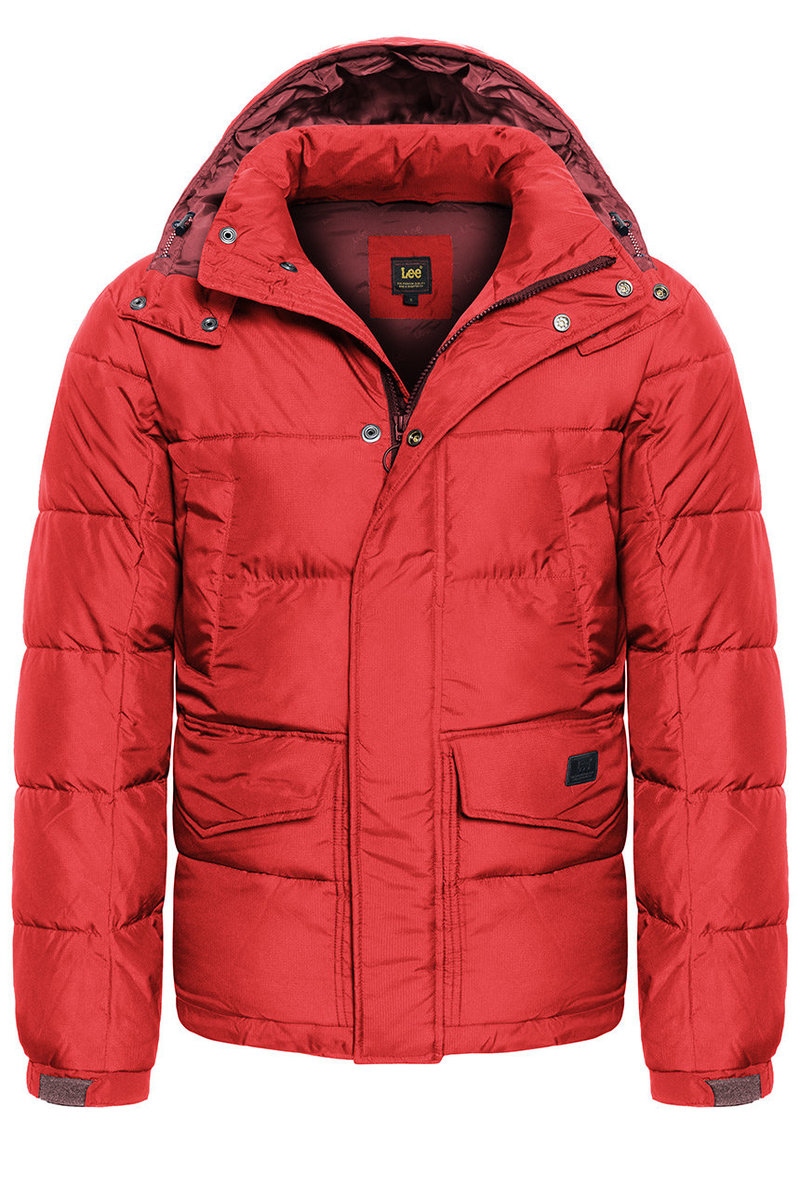Lee Puffer Jacket Męska Kurtka Zimowa Warp Red L87Xumkg-Xl