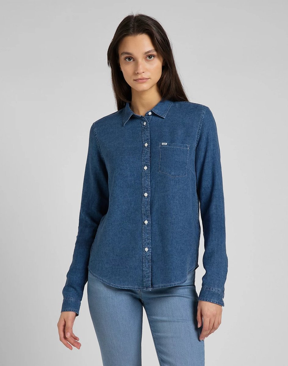 Lee Regular Shirt Damska Koszula Jeansowa Długi Rękaw  Arctic Ice L46Auguw-M