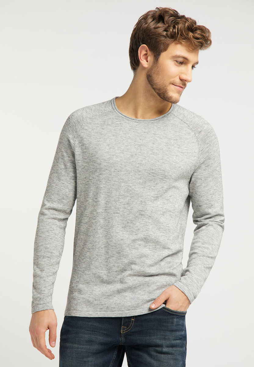 Mustang Emil C Raglan Light Męski Sweter Grey Melange 1008630 4141-3Xl