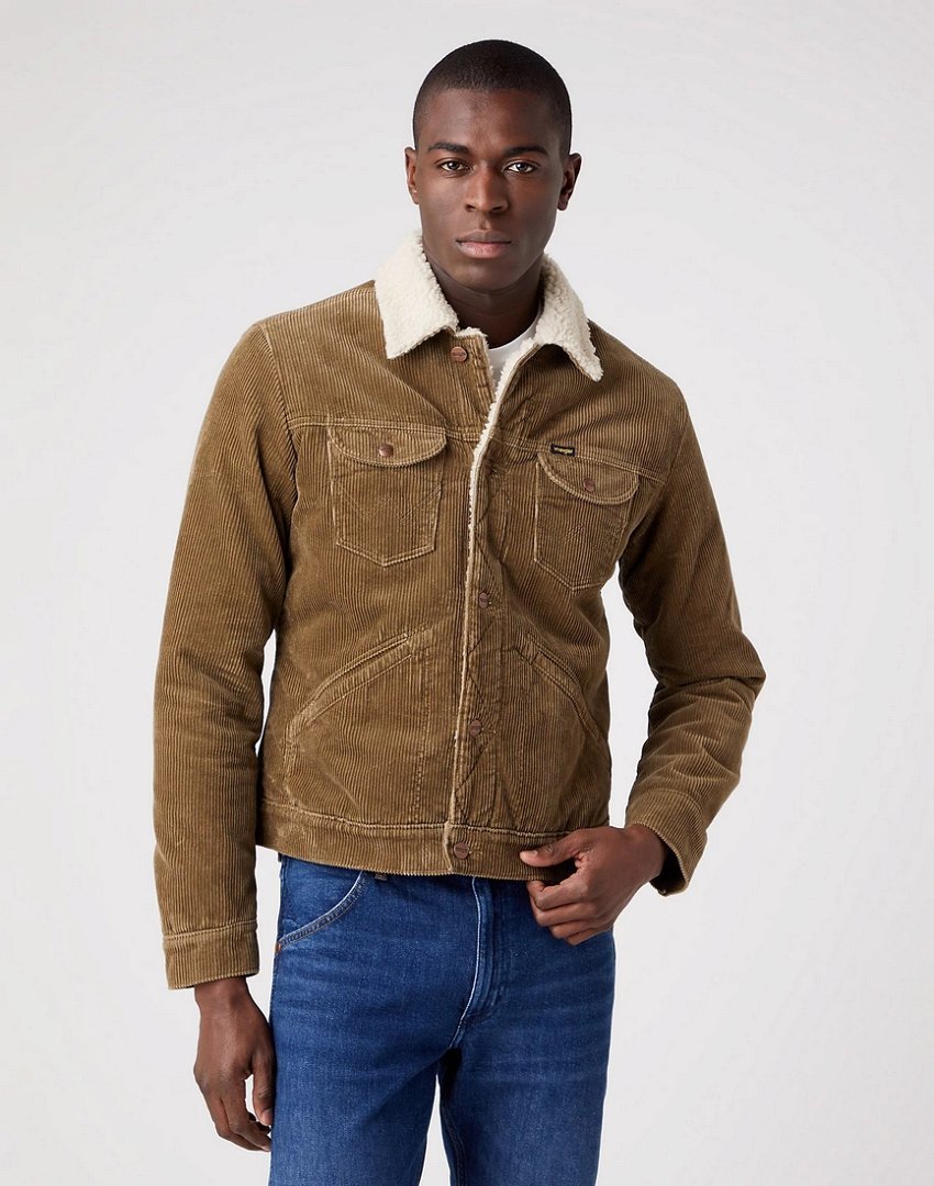 Wrangler 124Mj Męska Kurtka Przejściowa Sherpa Sztruksowa W4Ms88455-S