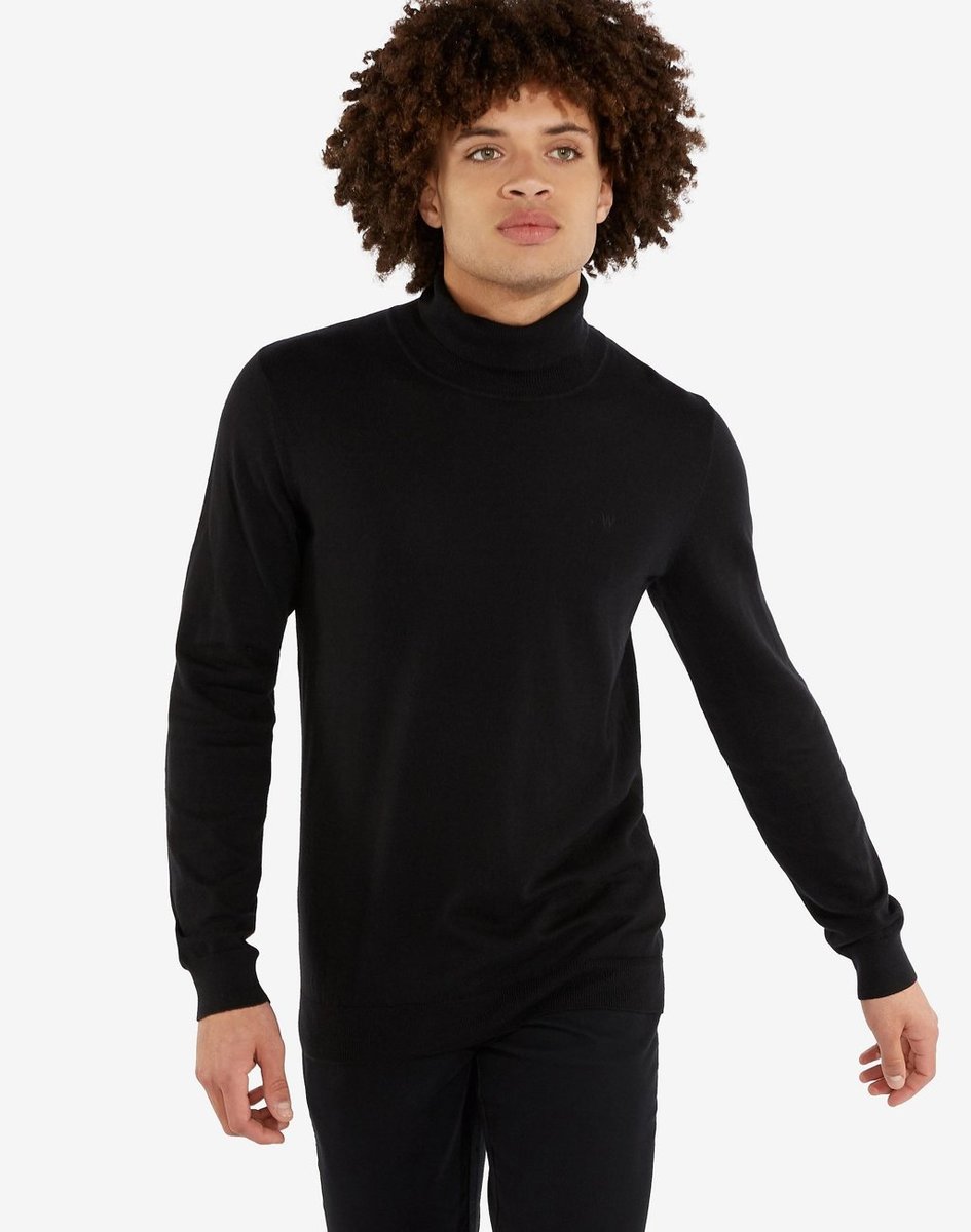 Męski Sweter Golf Wrangler Roll Neck Knit Black Czarny W8A22P100-M