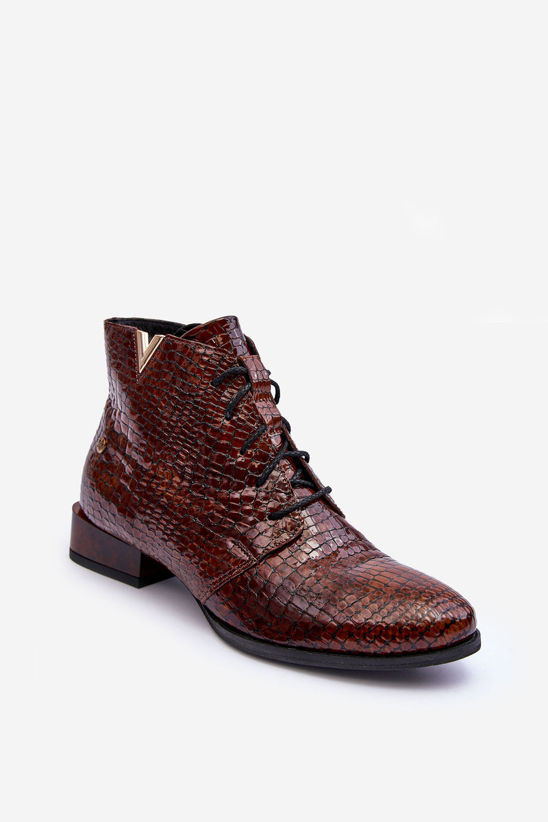 Damskie Skórzane Botki Maciejka 5743C-02 Brązowe-36