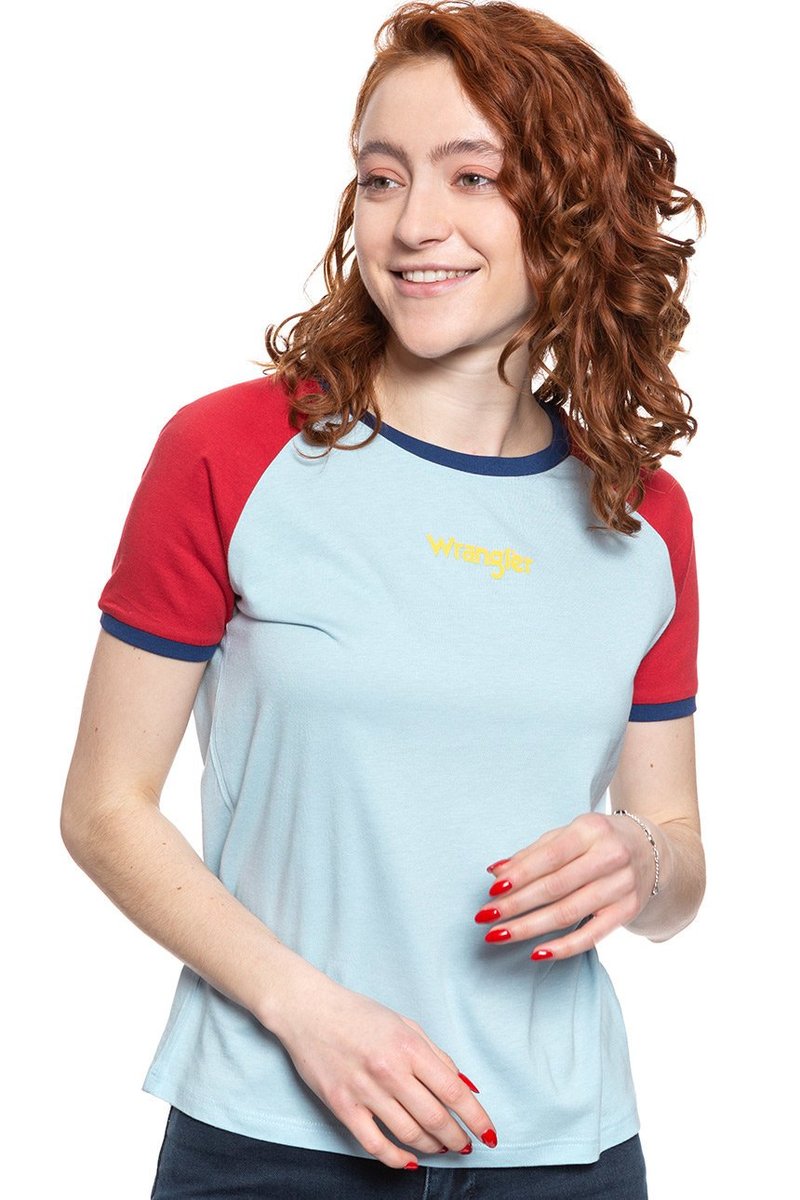 Wrangler T Shirt Damski Raglan Tee Angel Falls Blu W7N8F6B07-S