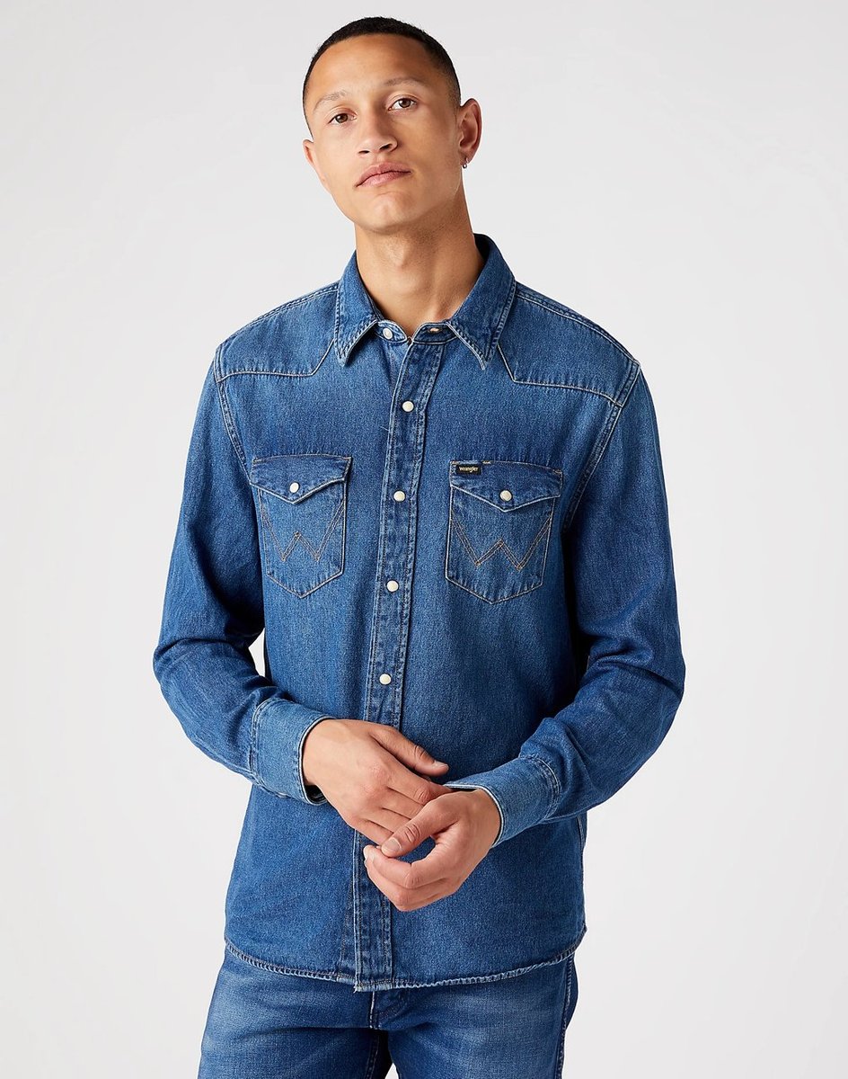 Wrangler 27Mw 1Year Męska Koszula Jeansowa Jeans W5Mslw924-M