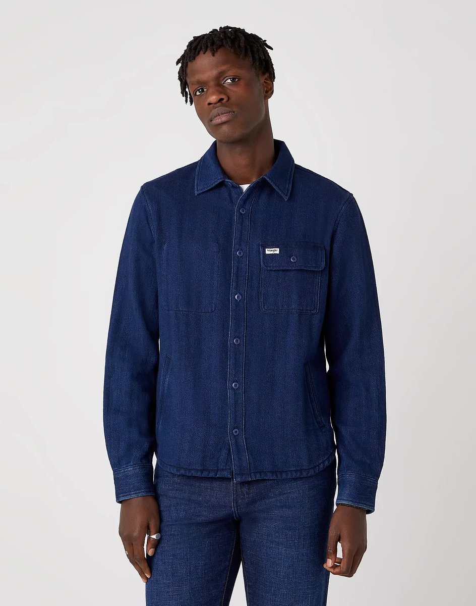 Męska Koszula Jeansowa Wrangler Ls Overshirt Dark Indigo W5J8N3X1E-M