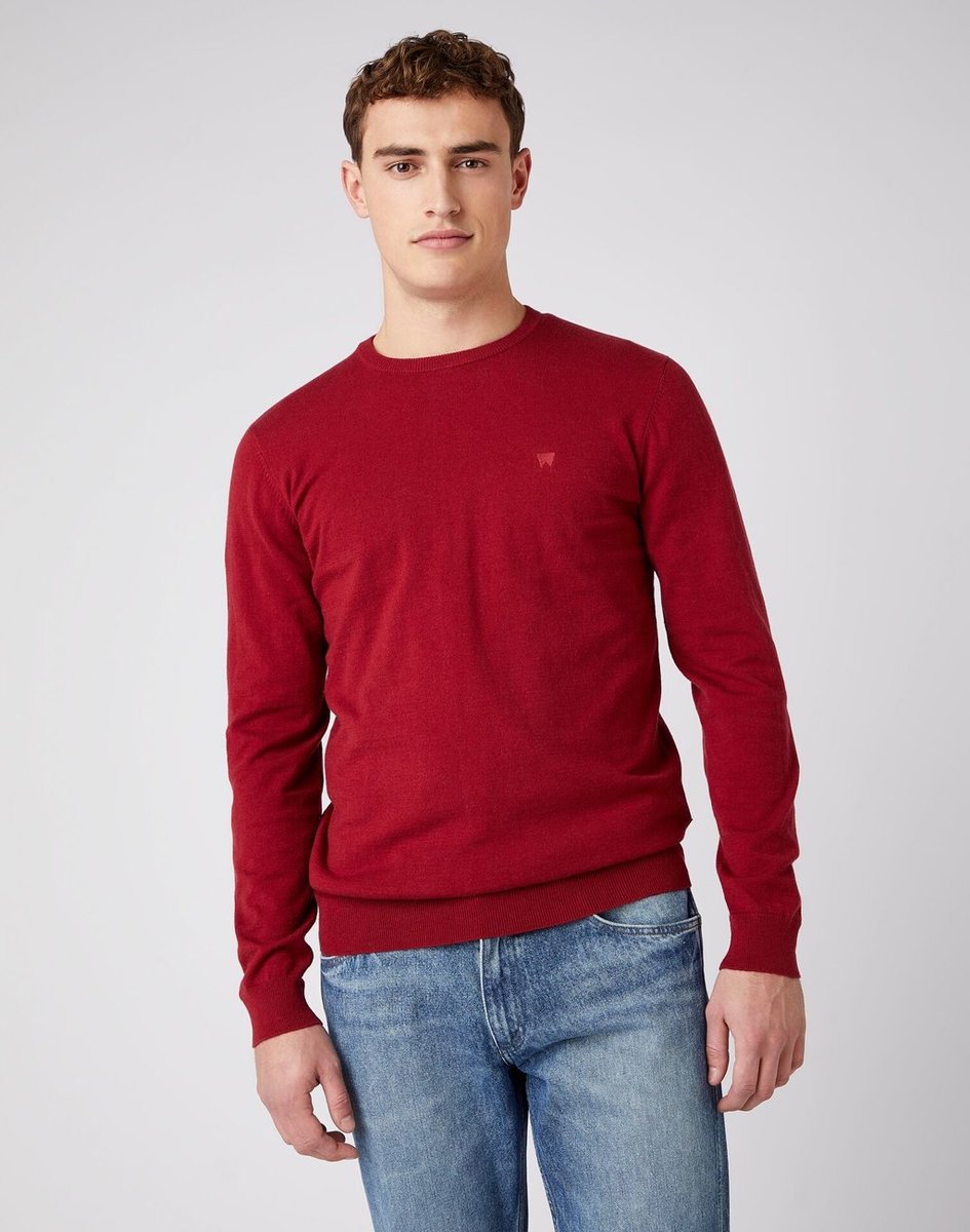 Wrangler Crew Knit Męski Sweter Klasyczny Biking Red W8A02Px2G-M