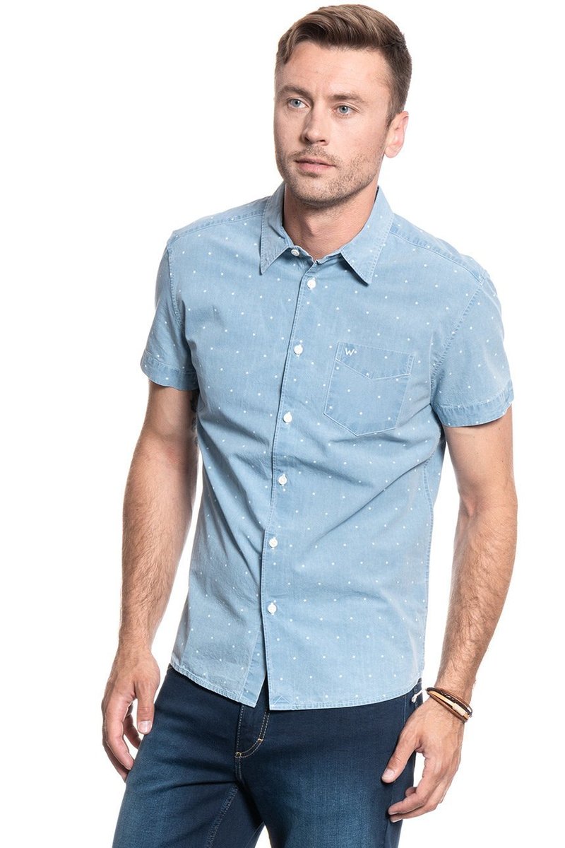 Wrangler Ss 1 Pkt Shirt Cerulean Blue  W5L56Gxvt-M