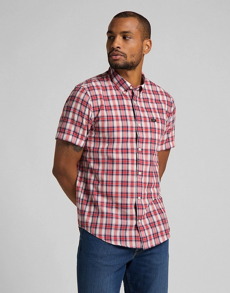 Koszula Męska Lee Button Down Ss Aurora Red L886Kznv-M Tal