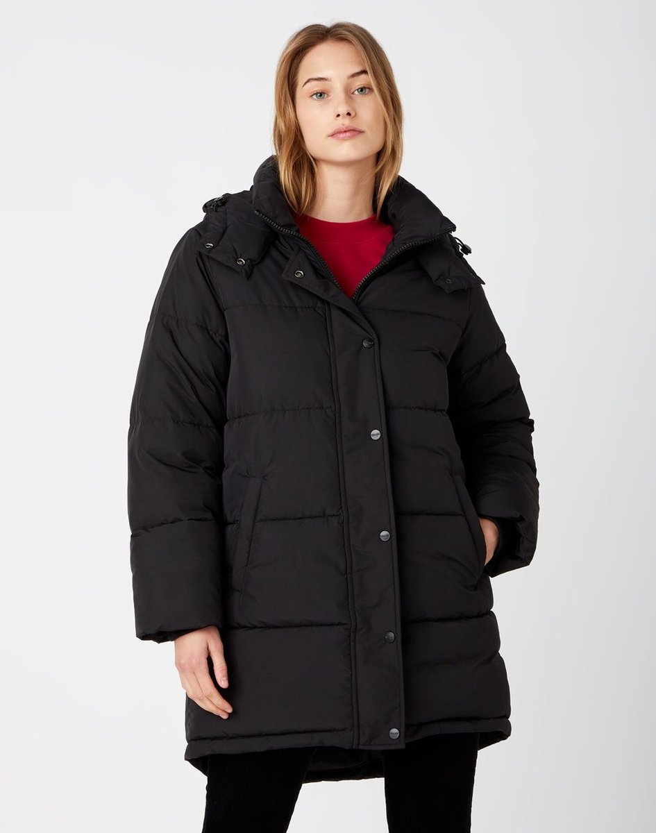 Wrangler Long Puffer Damska Kurtka Zimowa  Black W4S8Vj100-Xl