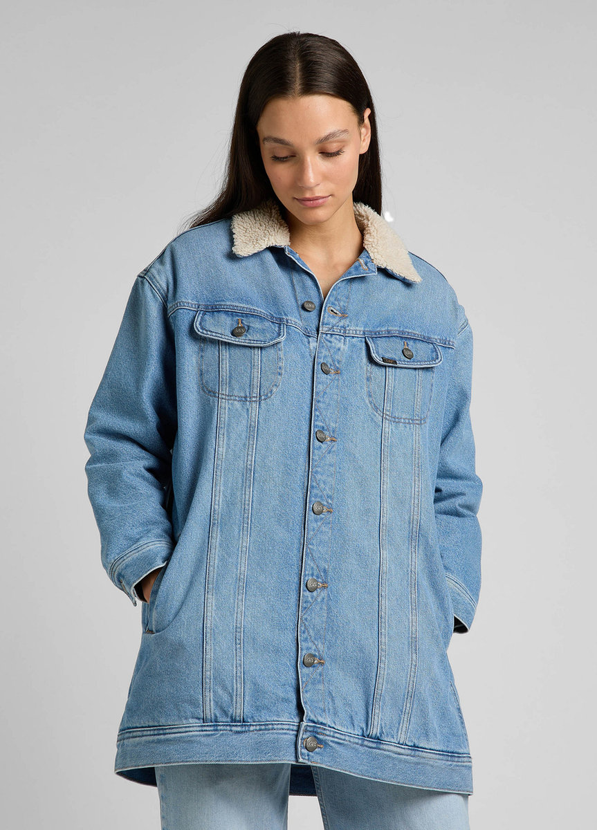 Lee Elongated Sherpa Rider Damska Kurtka Jeansowa Day Use L55Nrdzc-Xl