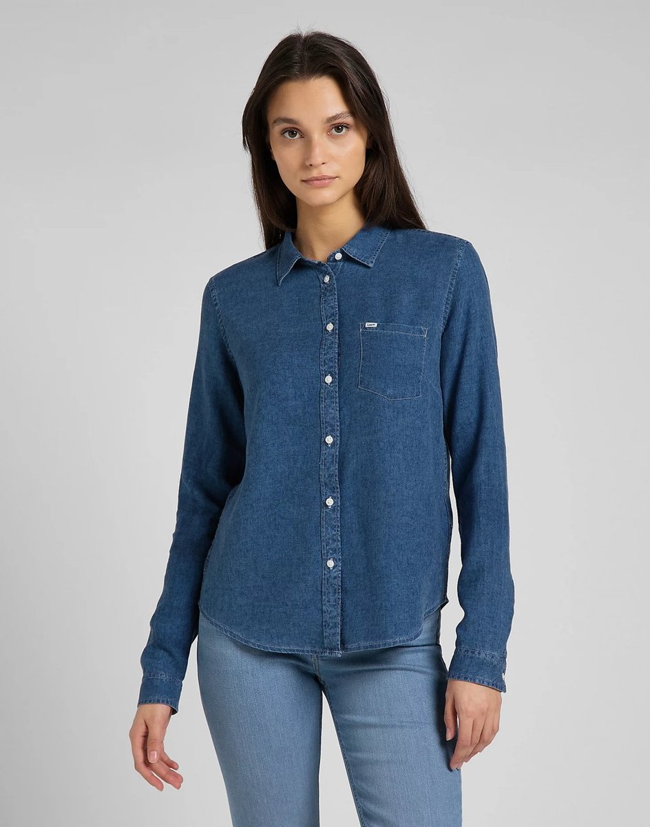 Lee Regular Shirt Damska Koszula Jeansowa Długi Rękaw  Arctic Ice L46Auguw-Xs