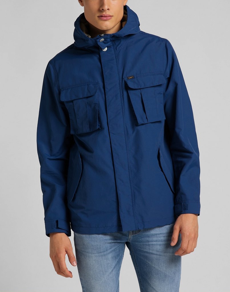 Lee Fisherman Anorak Męska Kurtka Zimowa Washed Blue L86Ukclr-S