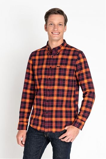 Lee Button Down Męska Koszula Materiałowa W Kratę Sign Orange L880Omme-S