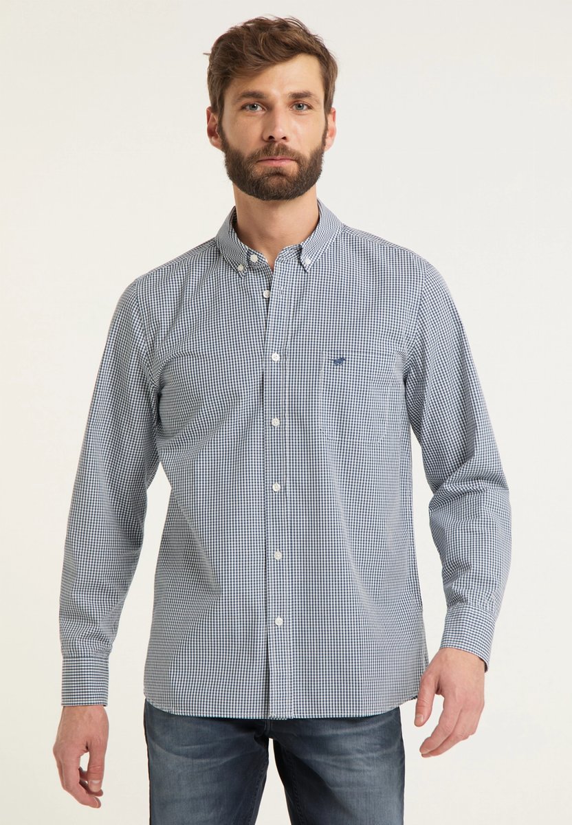Mustang Clemens Męska Koszula W Kratę Długi Rękaw Gingham Chk 1010796 11962-S