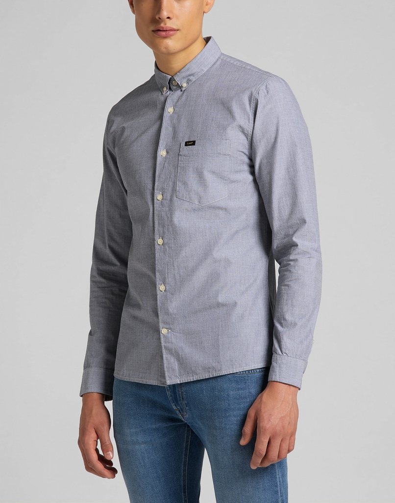 Męska Koszula Materiałowa Lee Slim Button Down Cloudburst Grey L66Xnfje-M
