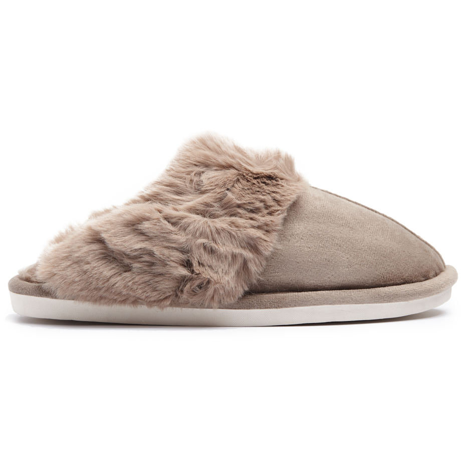 Kapcie Damskie Z Futerkiem Wygodne Lekkie Ciepłe Laczki  Khaki 38/39