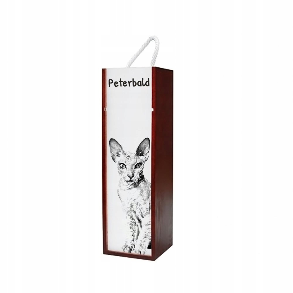Kot Peterbald Pudełko na wino z grafiką zdjęciem