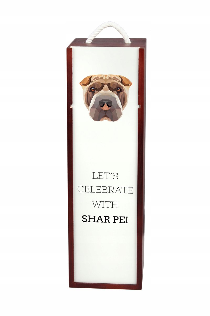 Shar Pei Pudełko na wino z geometrycznym psem