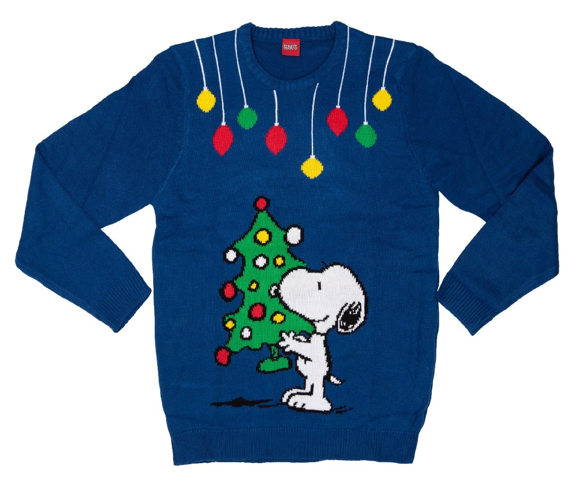 Niebieski sweter świąteczny Snoopy The Peanuts rozmiar S