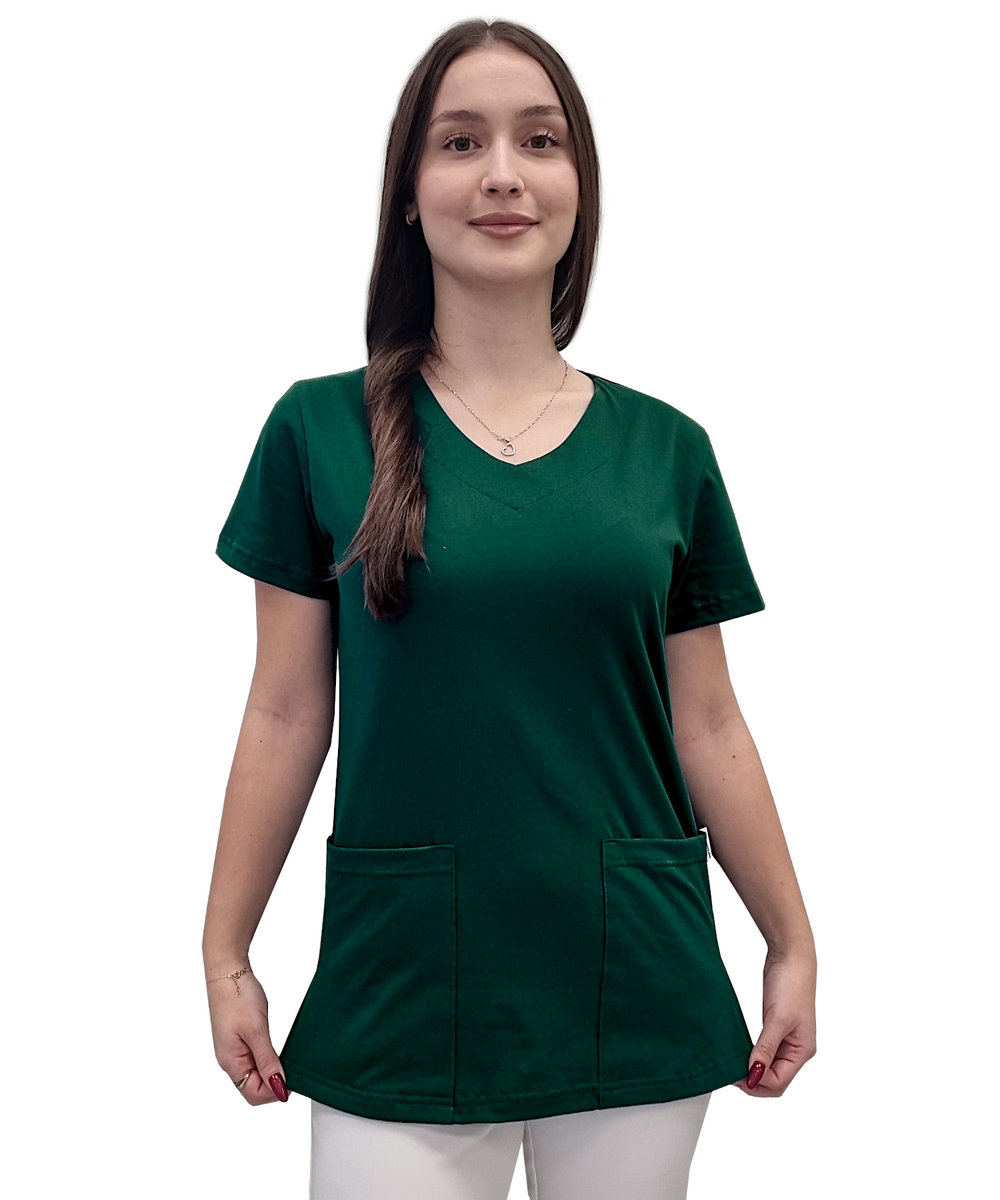 Bluza medyczna zielona butelka elastyczna bawełna roz. XXL
