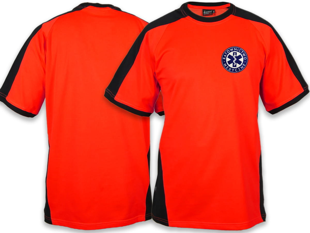 Koszulka FLUO męska RATOWNICTWO MEDYCZNE niebieskie logo