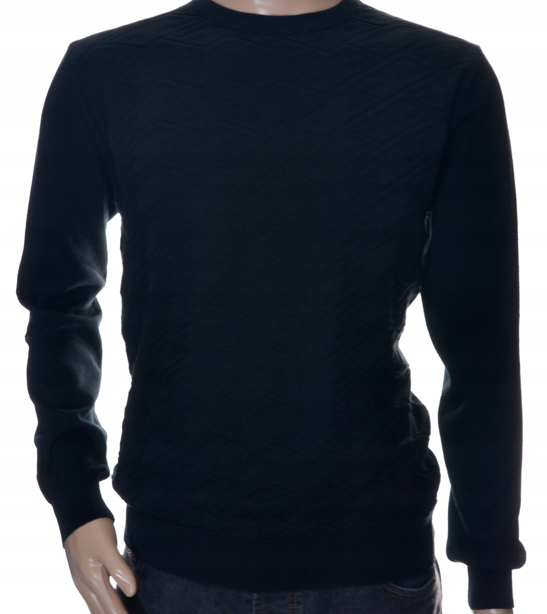 Strokers Klasyczny Sweter Męski Ze Wzorem Tłoczonym 3Xl Xxxl Czarny