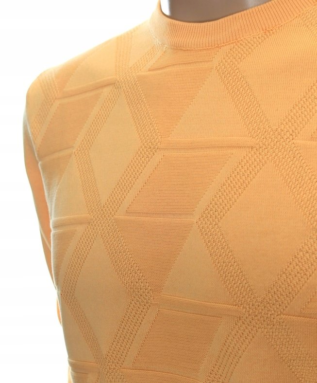 Strokers Klasyczny Sweter Męski Ze Wzorem Tłoczonym 2Xl Xxl Brzoskwiniowy