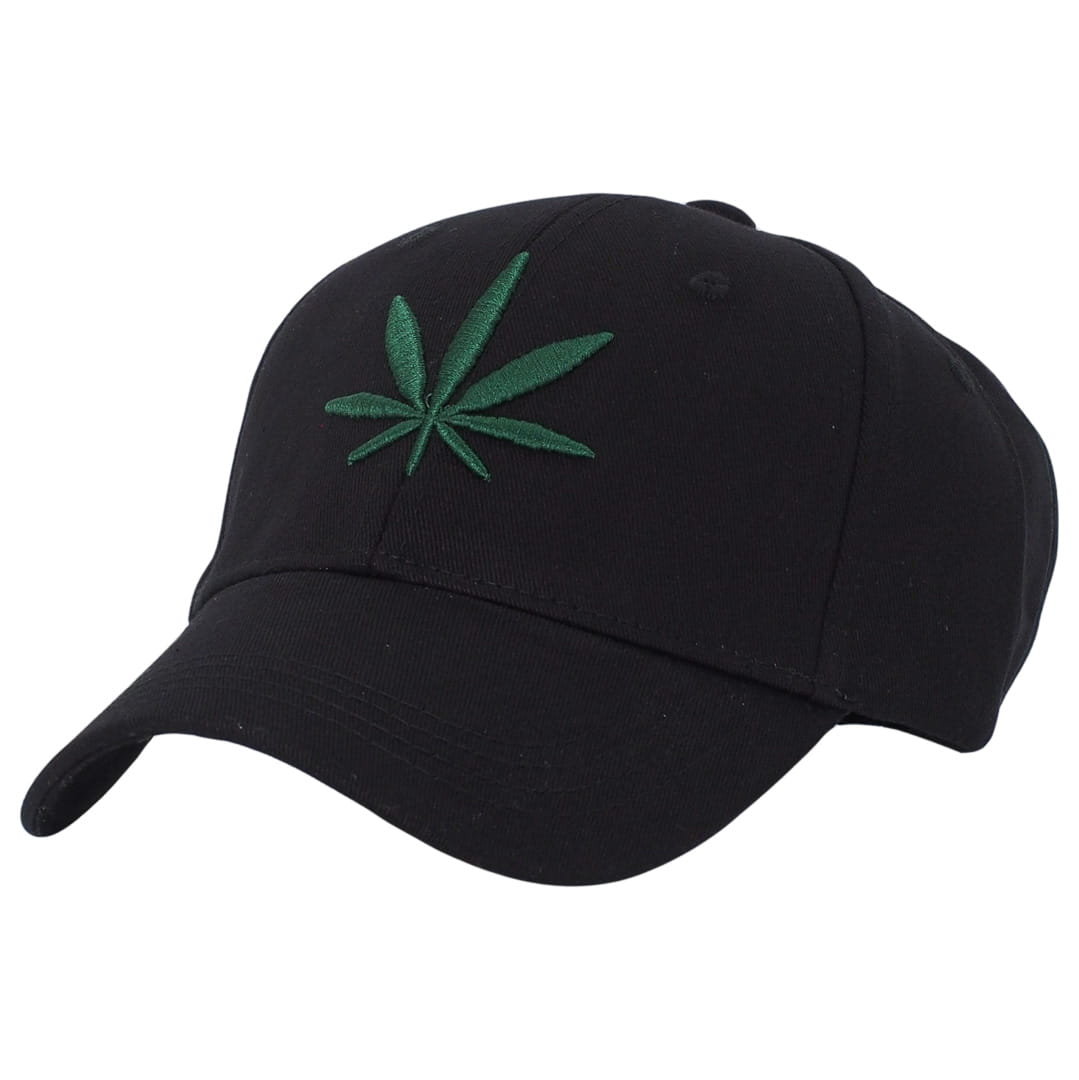 Czapka Z Daszkiem Weed Czarna Męska Dżokejka