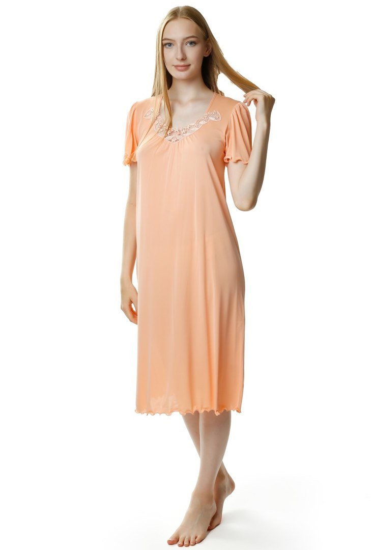 Koszula nocna damska Beatriz za kolano : Kolor - Morelowy, Rozmiar - 52