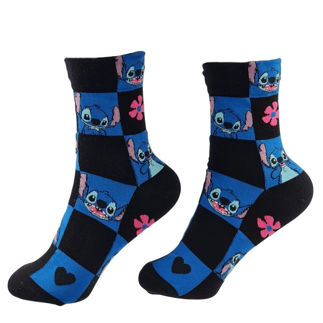 Skarpetki Damskie Długie Stitch Czarno Niebieskie Lilo i Stitch 36-40