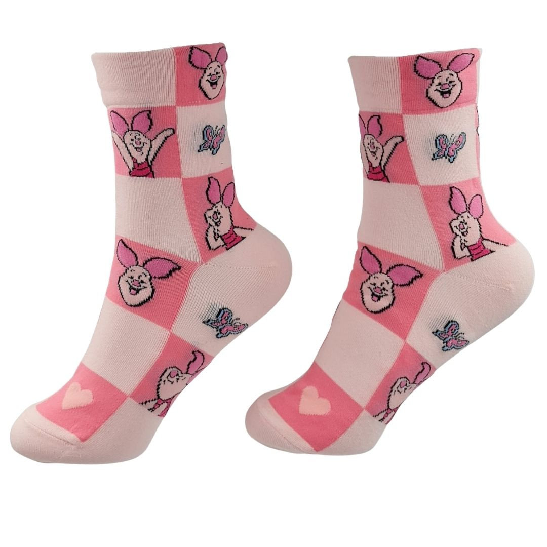 Skarpetki Damskie Długie Różowe Prosiaczek Kubuś Puchatek 36-40