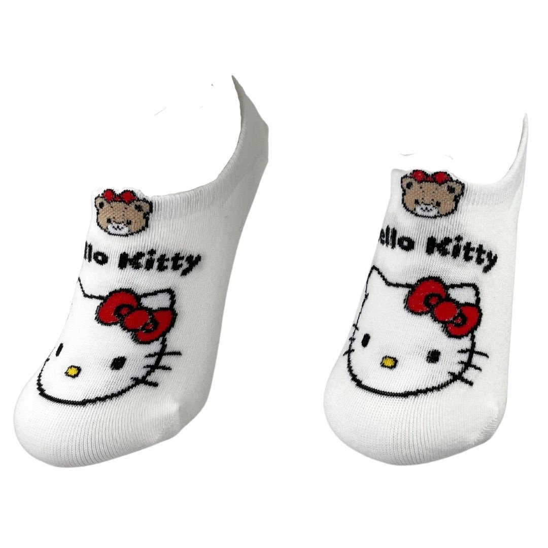 Skarpetki Bawełniane Stopki Białe Hello Kitty Damskie 36-40