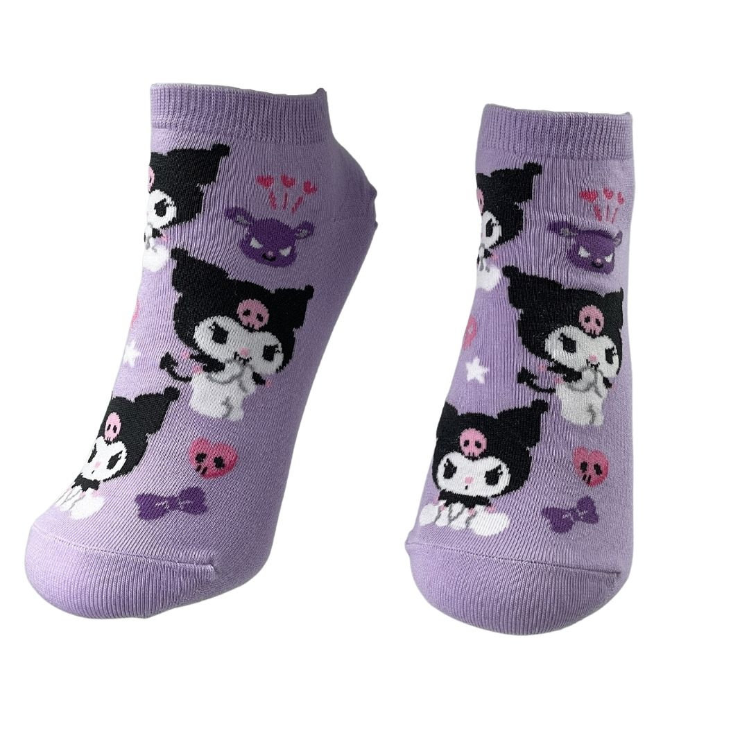 Skarpetki Bawełniane Stopki Kuromi Fioletowe Damskie Anime 36-40