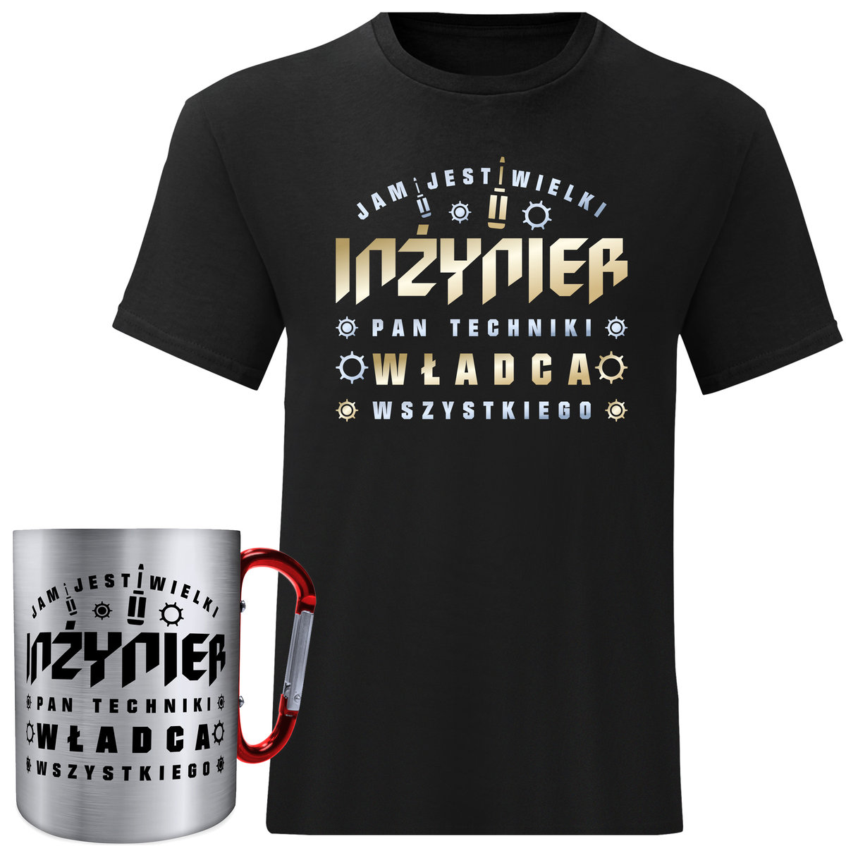 ZESTAW DLA INŻYNIERA KOSZULKA MĘSKA OBRONA INŻYNIER M + KUBEK METALOWY KOMPLET