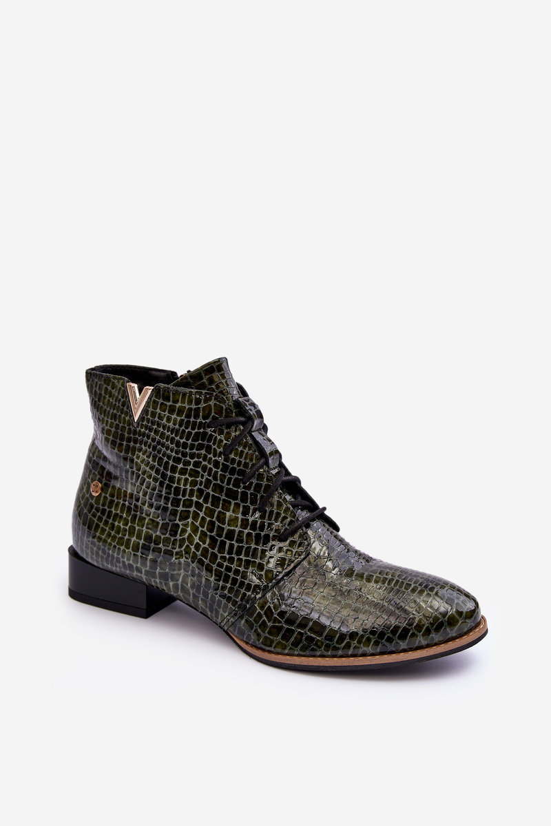 Damskie Skórzane Botki Maciejka 5743C-09 Zielone-41