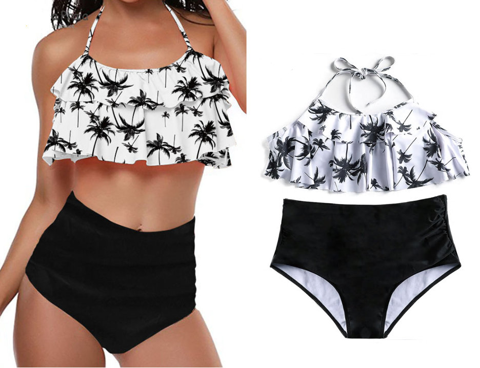 STRÓJ KĄPIELOWY DWUCZĘŚCIOWY WYSOKI STAN MODELUJĄCY DAMSKI CZARNY XL 42