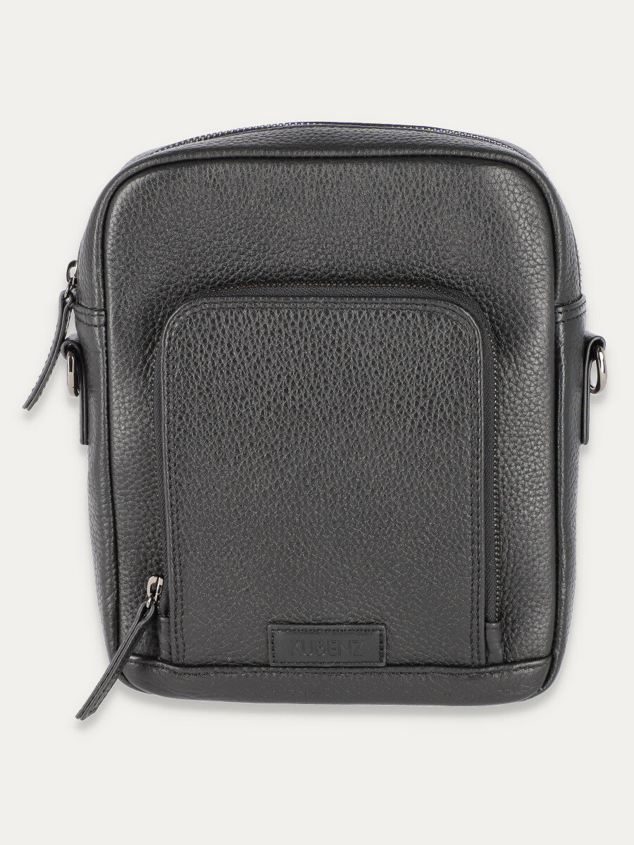 Czarna skórzana listonoszka ze skóry naturalnej o fakturze groszkowanej