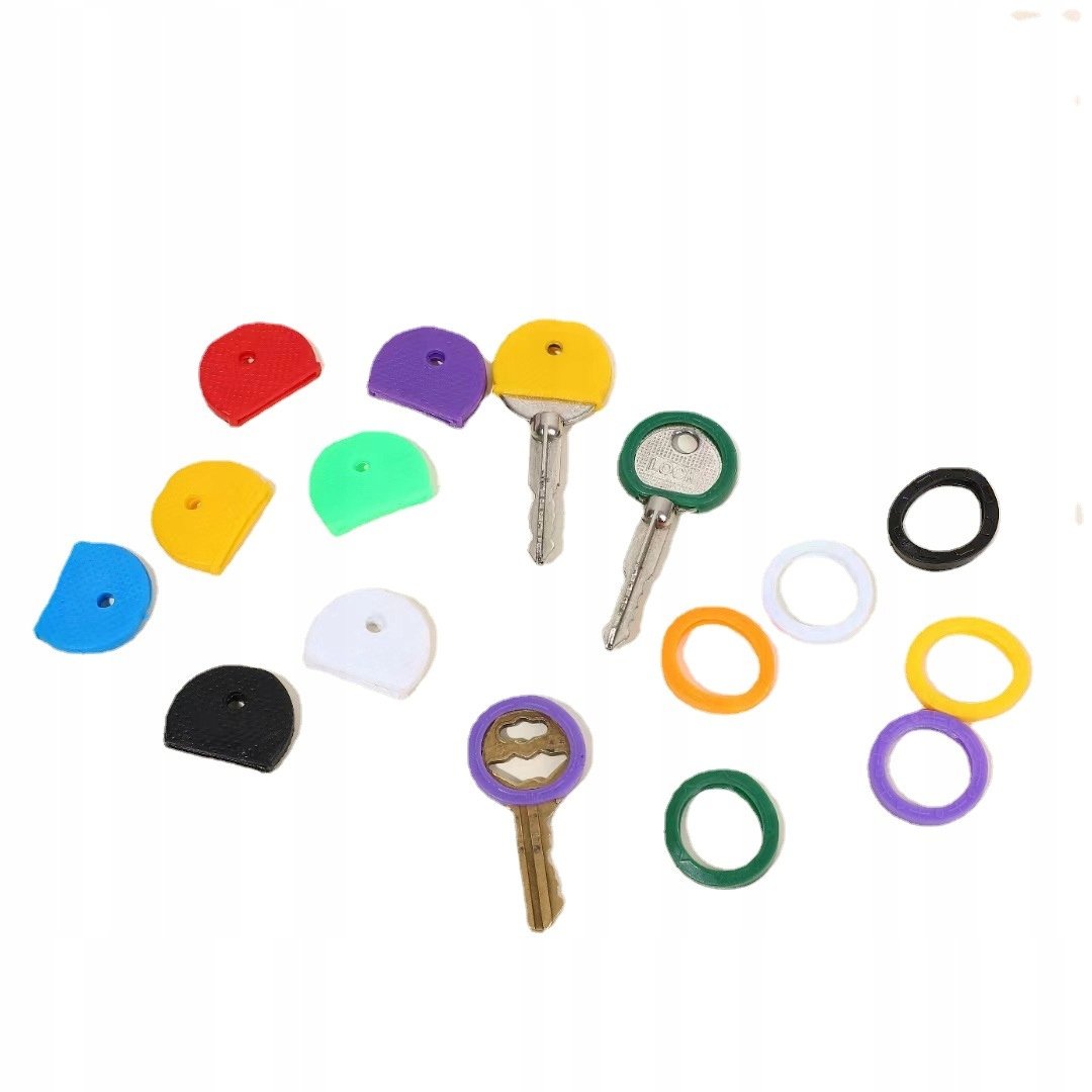 Nakładki KLUCZE Okrągłe KÓŁKA KOMPLET Identyfikatory ETYKIETY Silikon 32szt