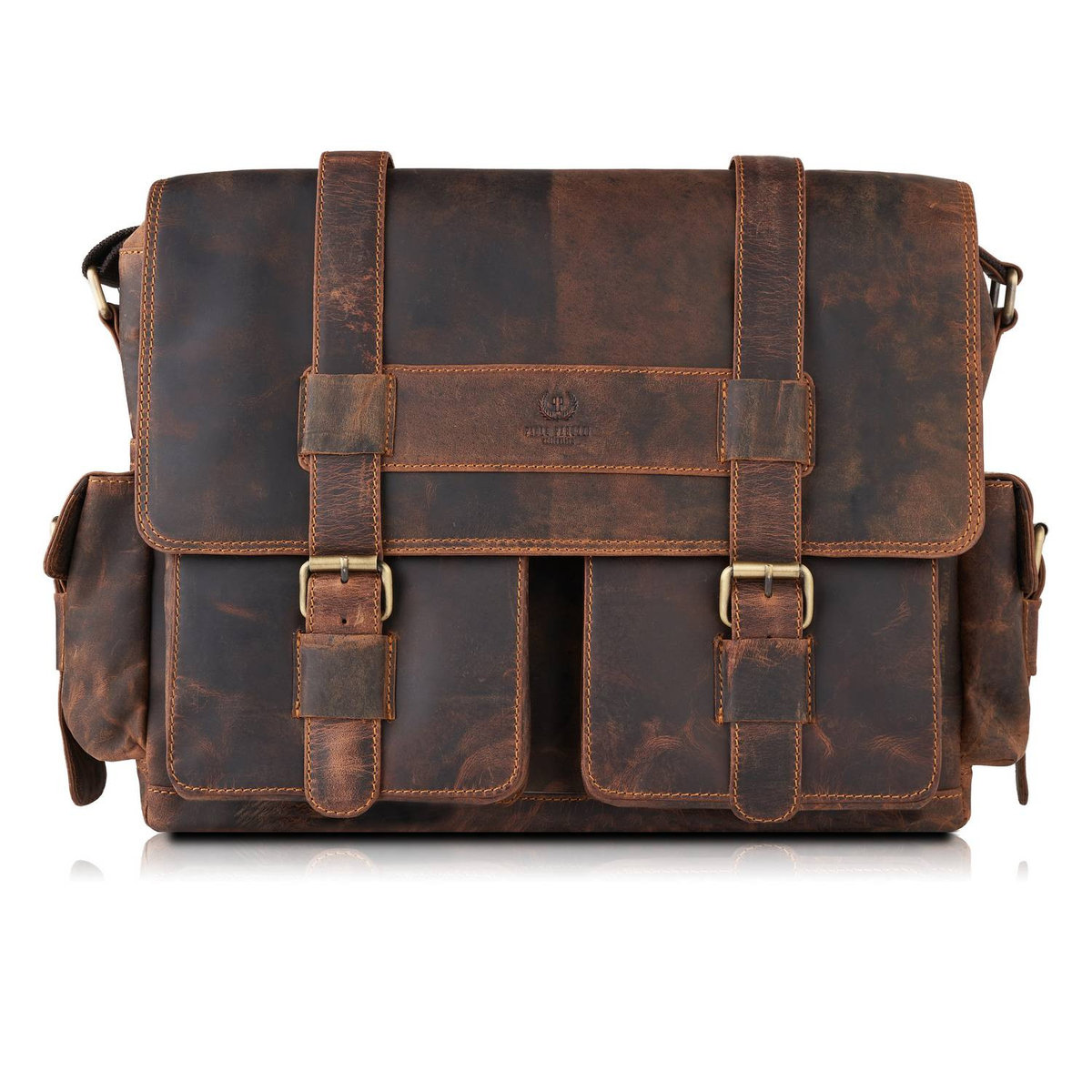 TORBA MĘSKA NA RAMIĘ NA LAPTOPA SKÓRZANA VINTAGE PAOLO PERUZZI  T-106-HBR