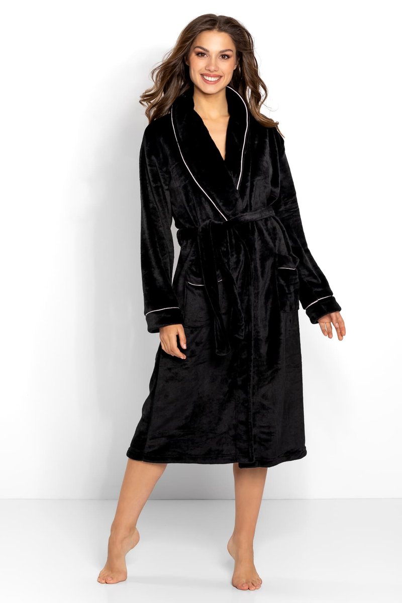 Szlafrok Charlotte Long Black (Rozmiar M)