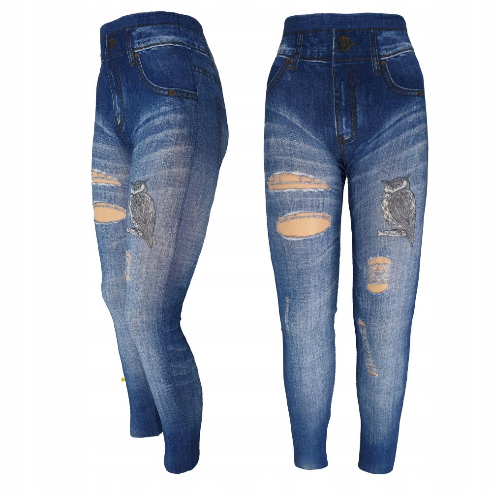 Bawełniane Leginsy Jeans Spodnie Modne Wzory Dziury Wysoki Stan Wiosenne