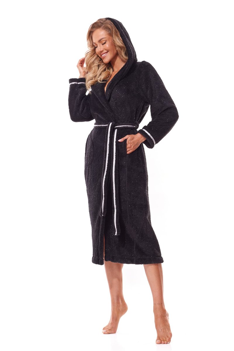 Szlafrok Soft Long 2322 Czarny (Rozmiar L)