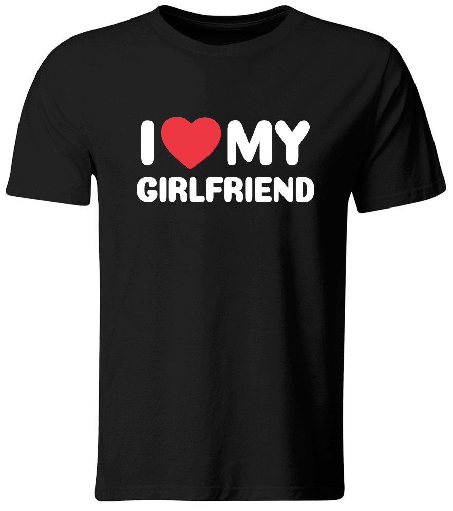Koszulka I Love My Girlfriend. Prezent na Dzień Chłopaka, czarna, roz. XXL