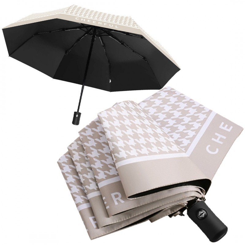 Parasol Umbrella Automat Pepitka Kremowa Par09Wz2
