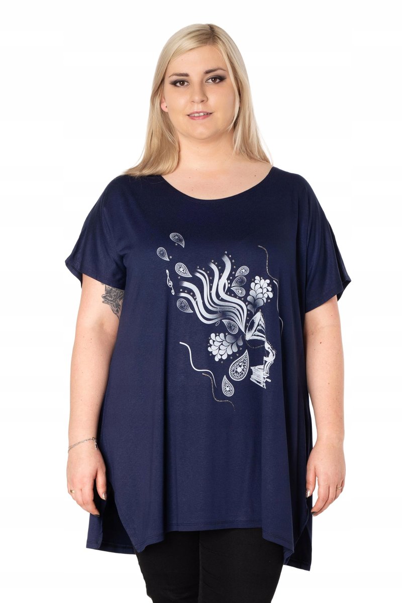 Duża Długa Bluzka Damska Tunika Oversize 645-11