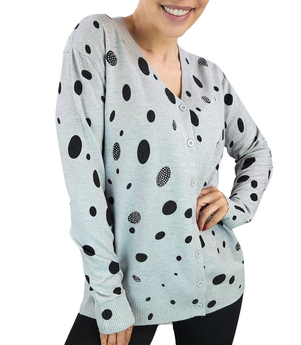 Krótki sweter w kropki i cyrkonie LIZA-L/XL