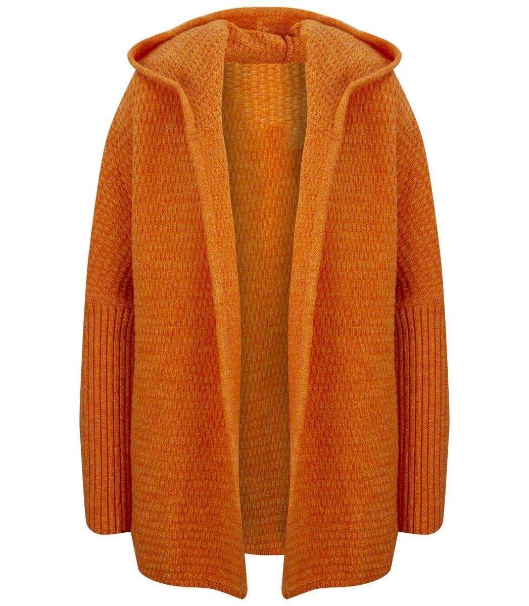 GRUBY sweter KARDIGAN nietoperz Luźny Ciepły z kapturem